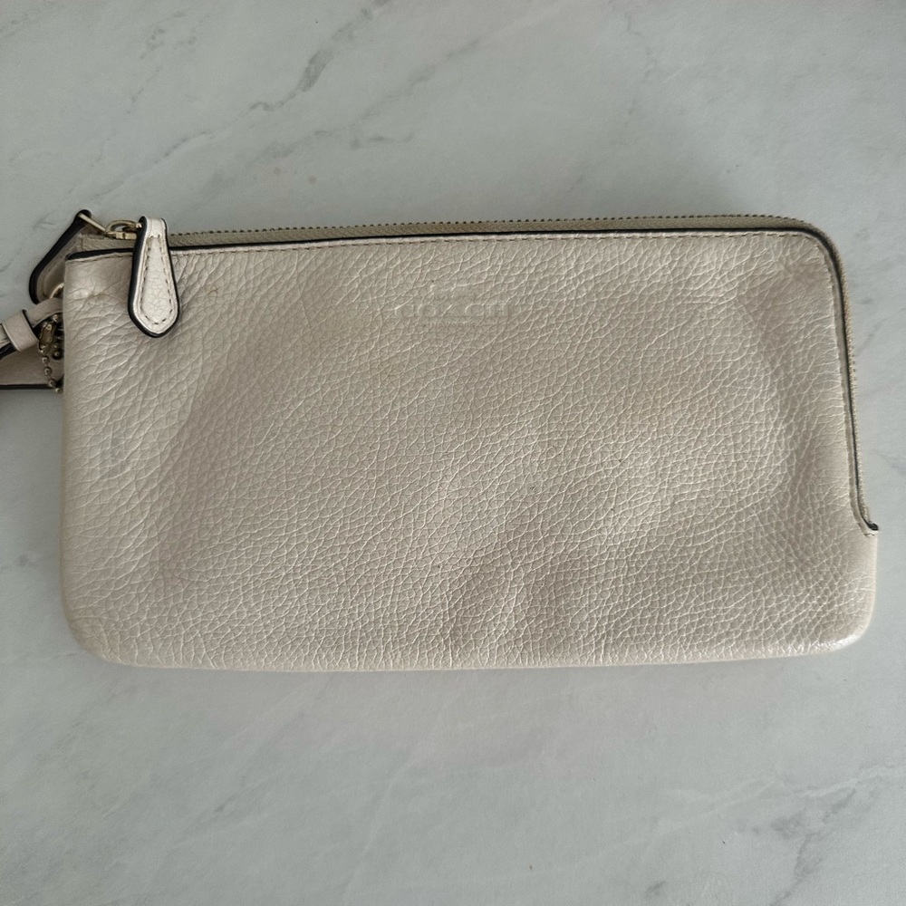 Coach Cream Leather Wristlet